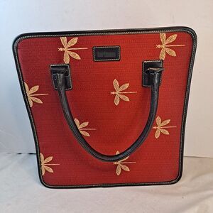 Hartmann Embroidered Dragonfly Tote Travel Bag Red